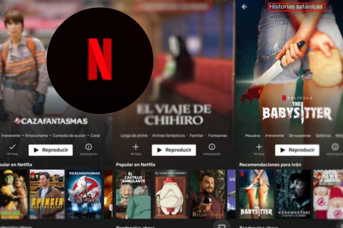 Logo de Netflix Mostrando la Interfaz de la aplicación con películas y series