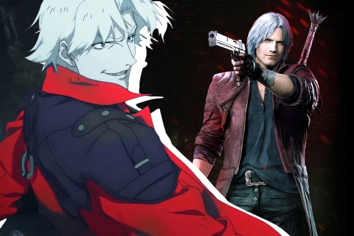 Una imagen compuesta por Dante de Devil May Cry en los videojuegos y por otro lado su adaptación como serie animada en Netflix.