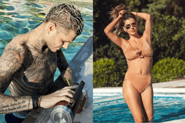 Mauro Icardi de Un lado y la China Suárez del otro en bikini
