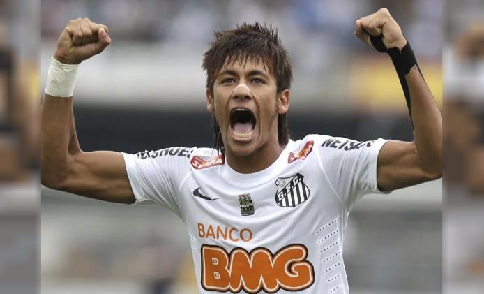 Imagen de Neymar con la camiseta del Santos de Brasil