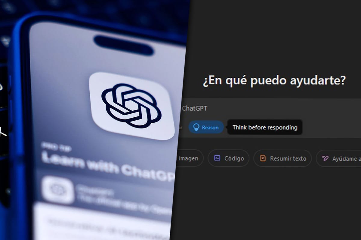 Una imagen compuesta por un teléfono celular con la aplicación de ChatGPT y por otro lado, la interfaz de ChatGPT o3-mini.