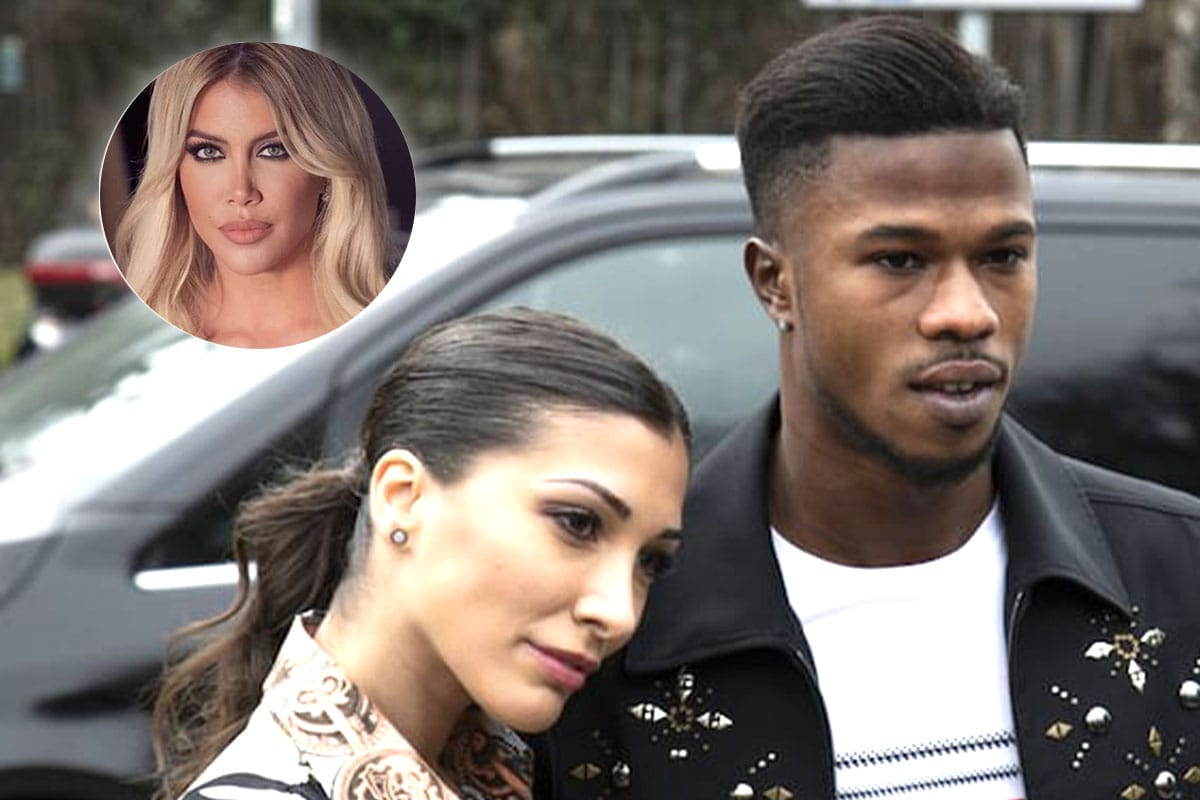 Imagen compuesta por Keita Baldé y su exesposa Simona junto a un recuadro con una foto de Wanda Nara.