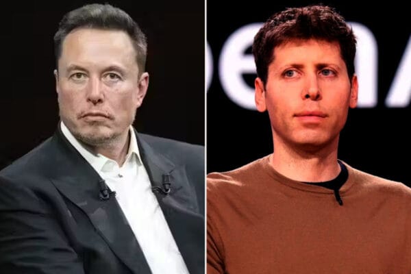 Elon Musk a la izquierda y Sam Altman a la derecha.