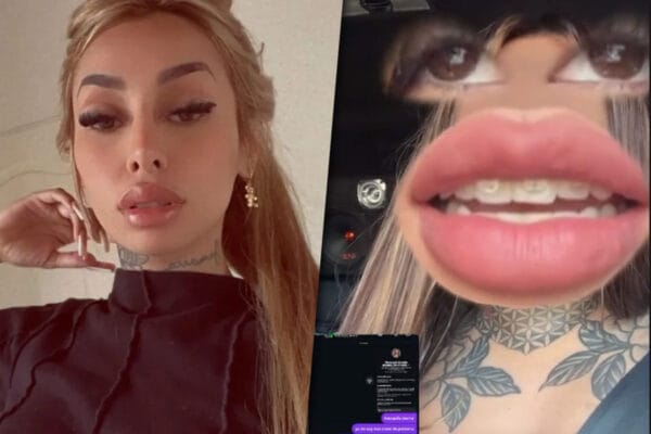 Collage de Tamara Báez por un lado y una captura del video respuesta por el escrache que le hicieron por un canje.