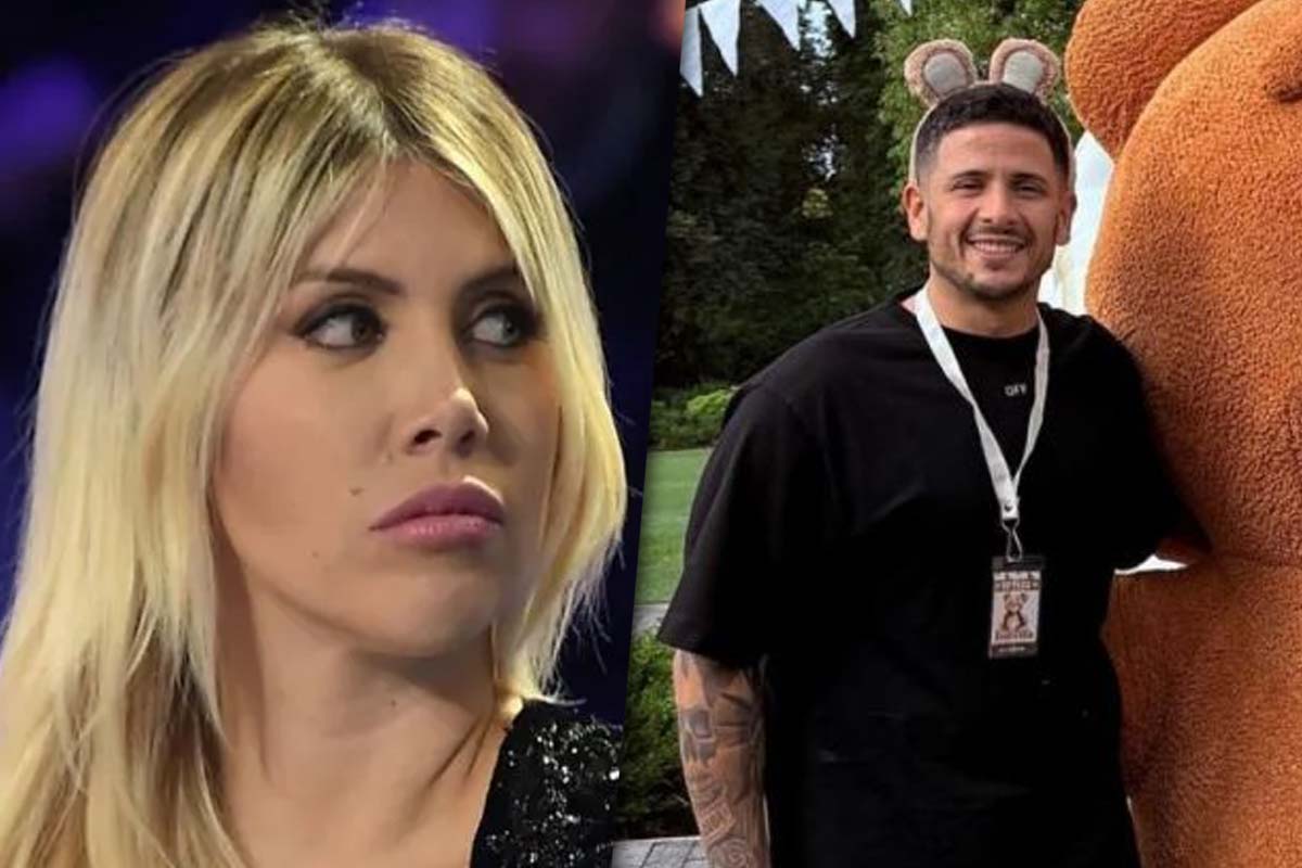 Collage de Wanda Nara enojada y una foto de Martín Migueles.