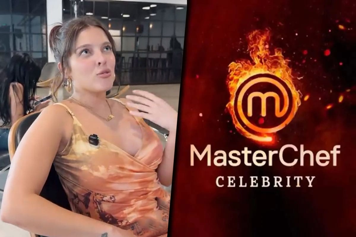 Collage de Sofía Gonet "La Reini" junto al logo de Masterchef Celebrity Argentina.