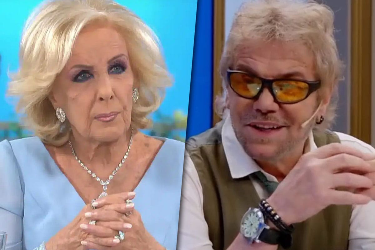 Foto de Mirtha Legrand con mirada seria junto a una foto de Beto Casella.