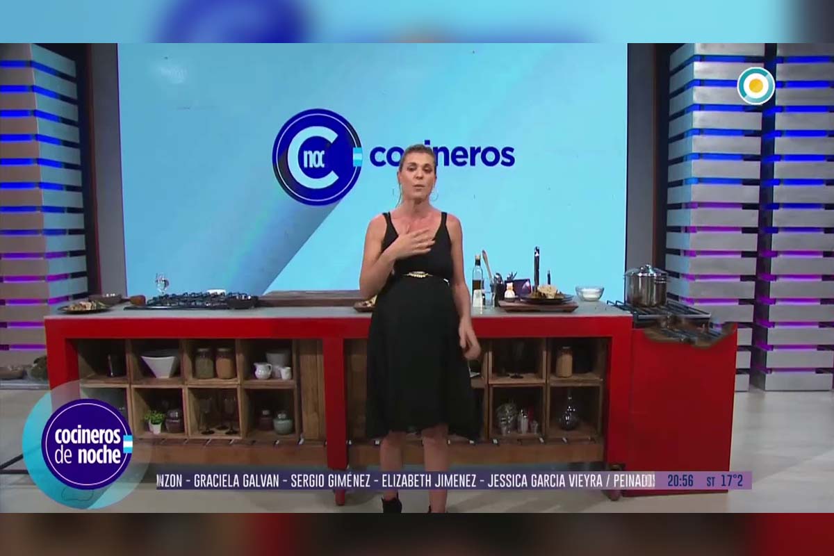 Foto de Eugenia Tobal en "Cocineros de Noche" por TVP.
