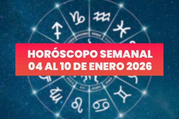 Imagen de los signos zodiacales con el texto "Horóscopo semanal 04 al 10 de enero 2026"