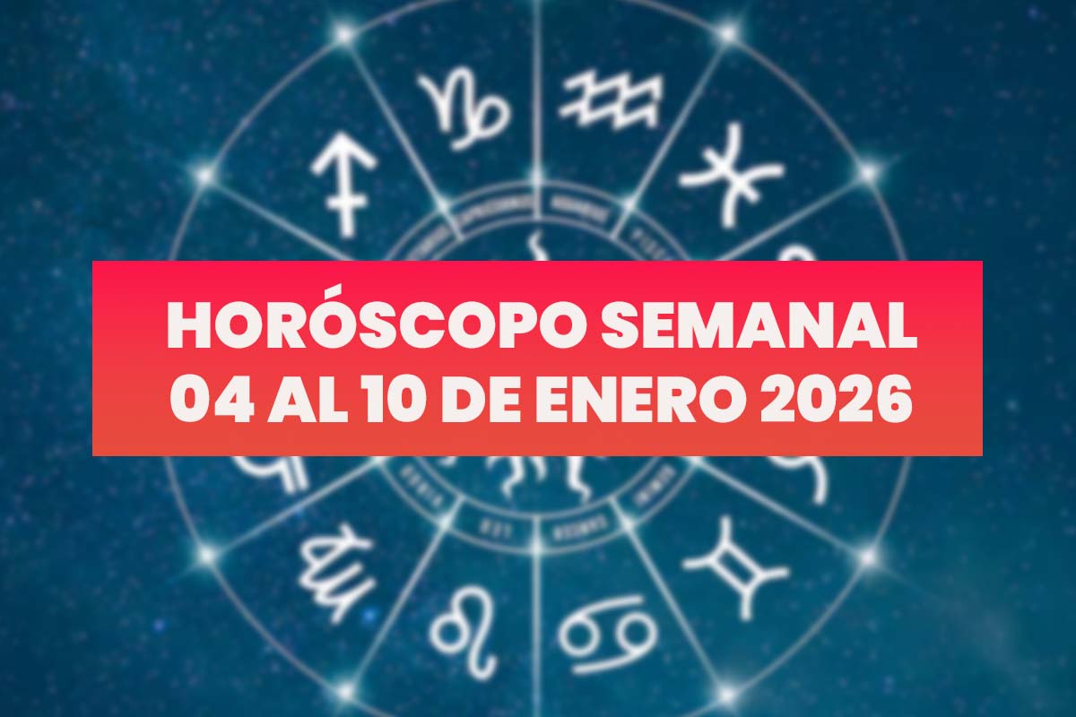 Imagen de los signos zodiacales con el texto "Horóscopo semanal 04 al 10 de enero 2026"