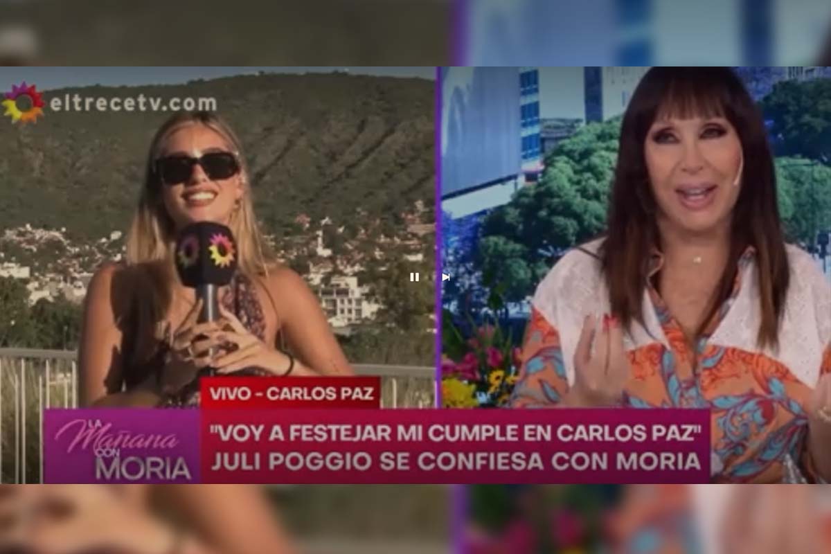 Captura de pantalla del programa "La Mañana con Moria". Por un lado se ve a Julieta Poggio y por el otro está Moria Casán.