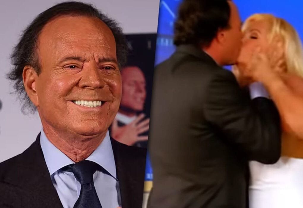 Foto de Julio Iglesias por un lado y por el otro la polémica foto de Julio Iglesias besando a Susana Giménez.