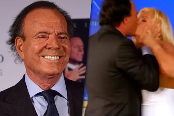 Foto de Julio Iglesias por un lado y por el otro la polémica foto de Julio Iglesias besando a Susana Giménez.
