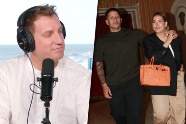 Collage de fotos con Maxi López por un lado y Martín Migueles y Wanda Nara por el otro.