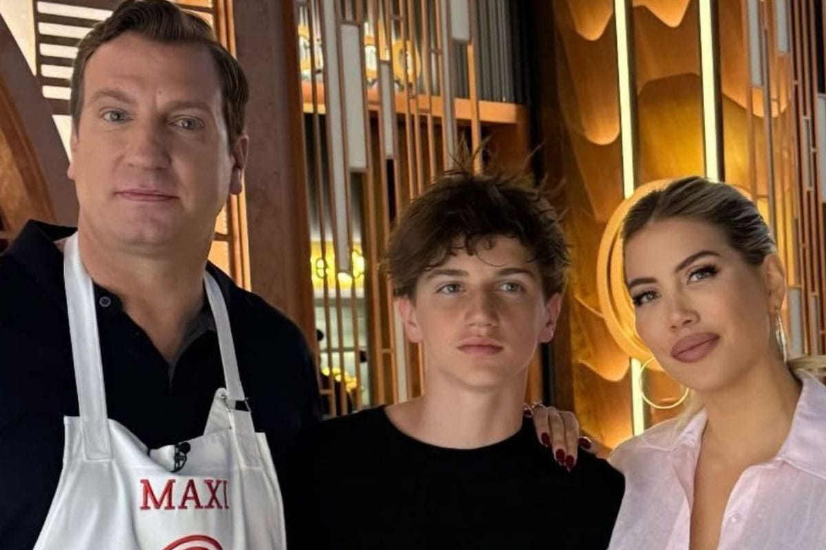 Foto de Maxi López, Valentino y Wanda Nara en "Masterchef Celebrity".