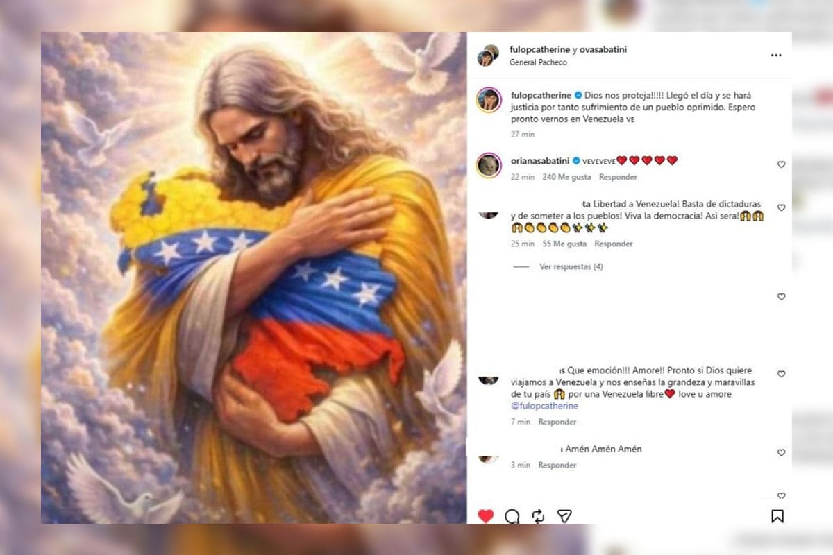 Posteo en Instagram de Catherine Fulop celebrando la captura de Nicolás Maduro.