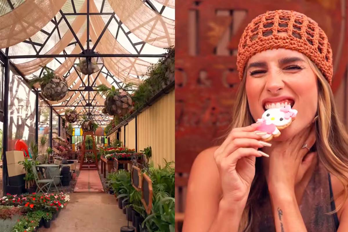 Collage de fotos con el café temático "Raiza" por un lado y Juli Poggio por el otro.