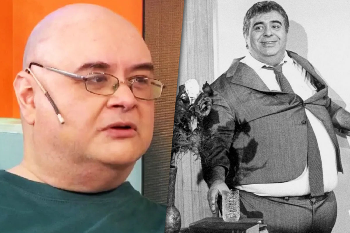 Collage de fotos con Jorge Porcel Jr en el estudio de "La Mañana con Moria" por un lado y el "Gordo" Porcel por el otro.